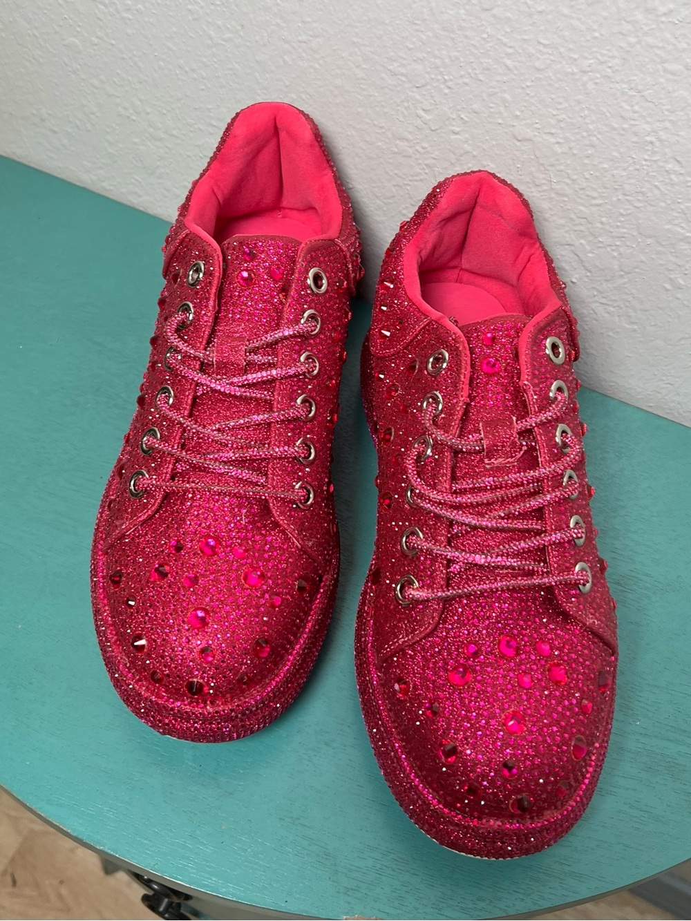 Azalea wang Hot Pink Glitter Embellished Women's Sneakers - Picture 8 of 10